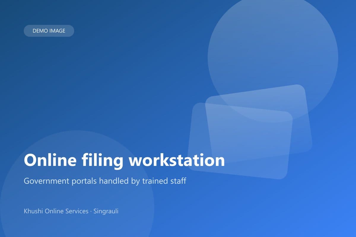 Online filing workstation — Government portals handled by trained staff